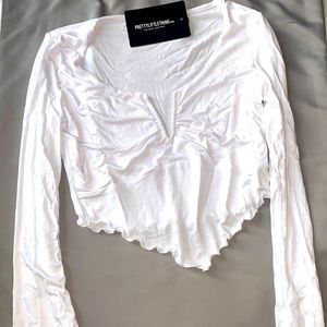 White Jersey ruched front crop